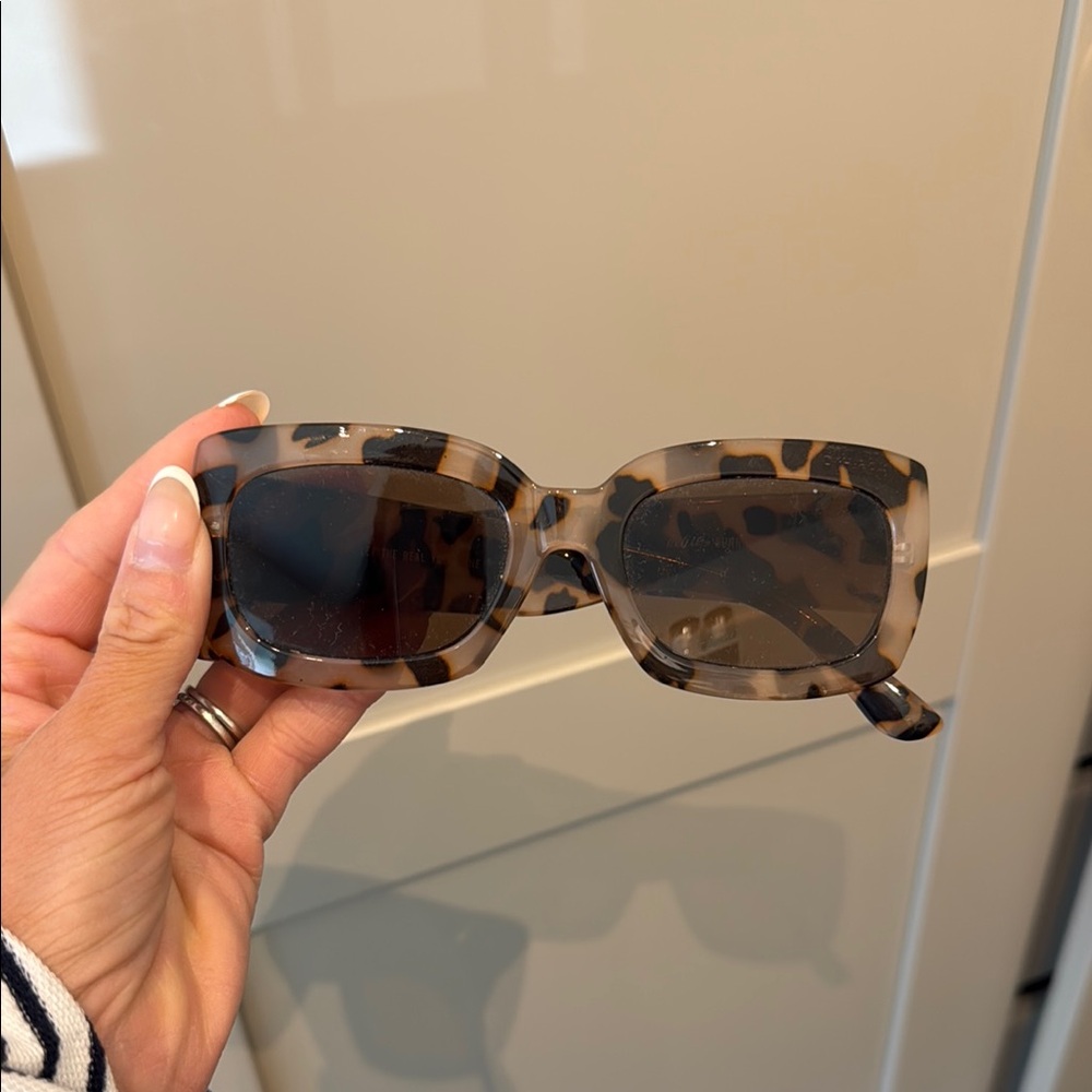 Tortoiseshell Rectangular Sunglasses - Brown Lenses